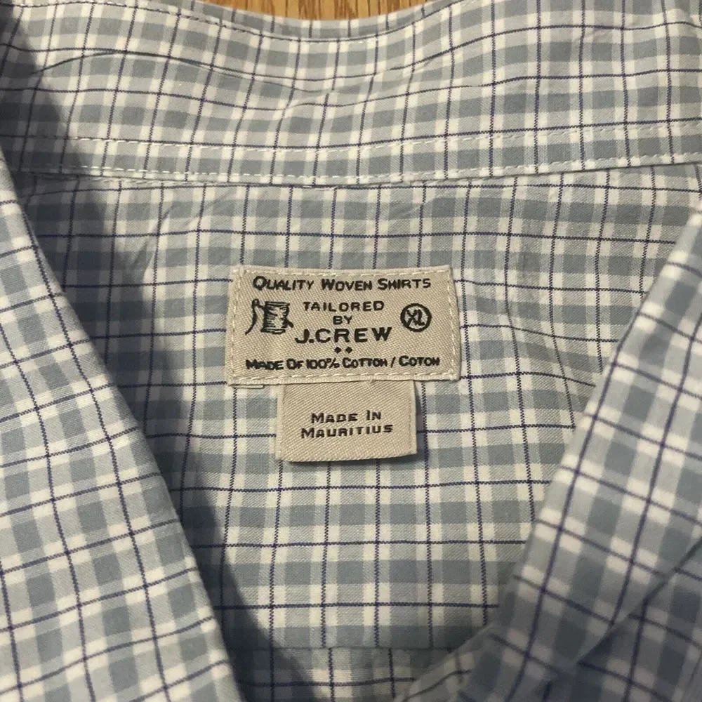 J.CREW Long Sleeve‎ XL Blue Check Button Down Cotton Shirt